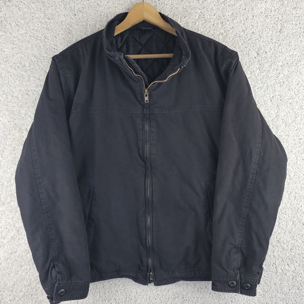 Rothco Black Military Jacket Sz Large Quilted Cargo Lined Pockets Workwear